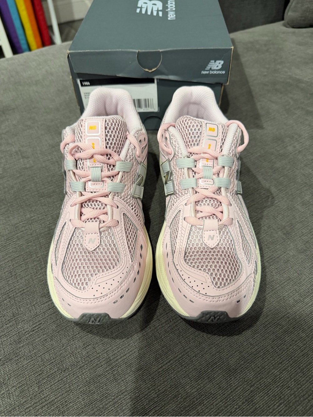 New Balance Pink and Silver Mesh Athletic Sneakers
